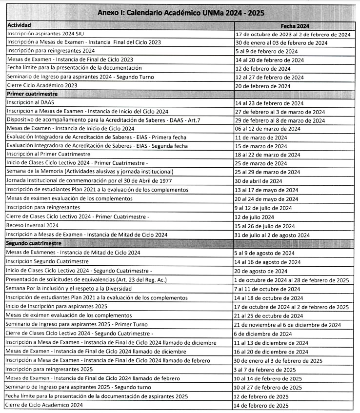 Calendario Académico 2024